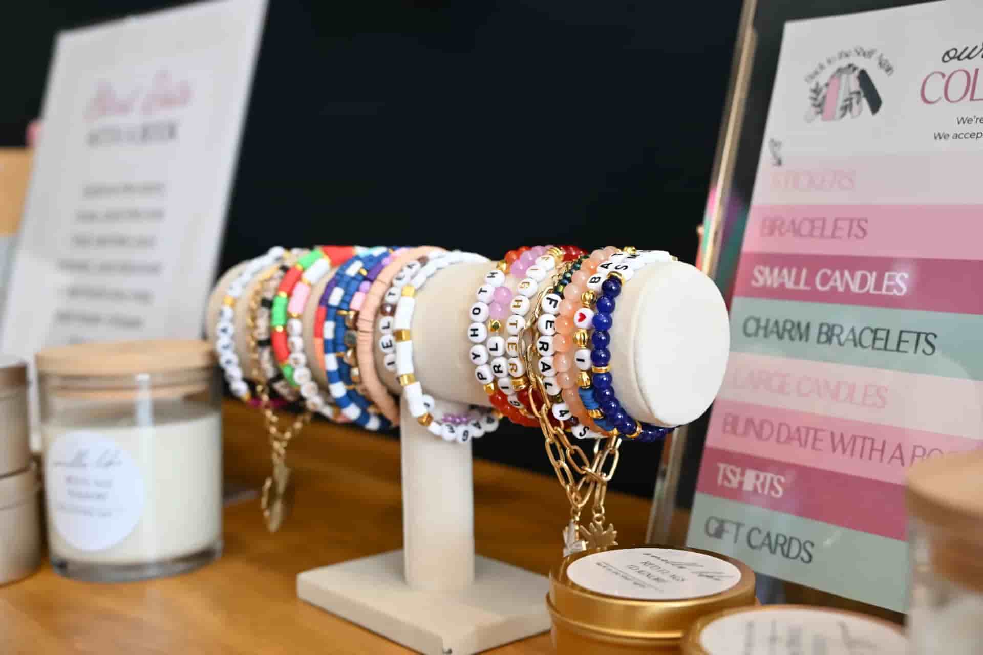 A display of bracelets