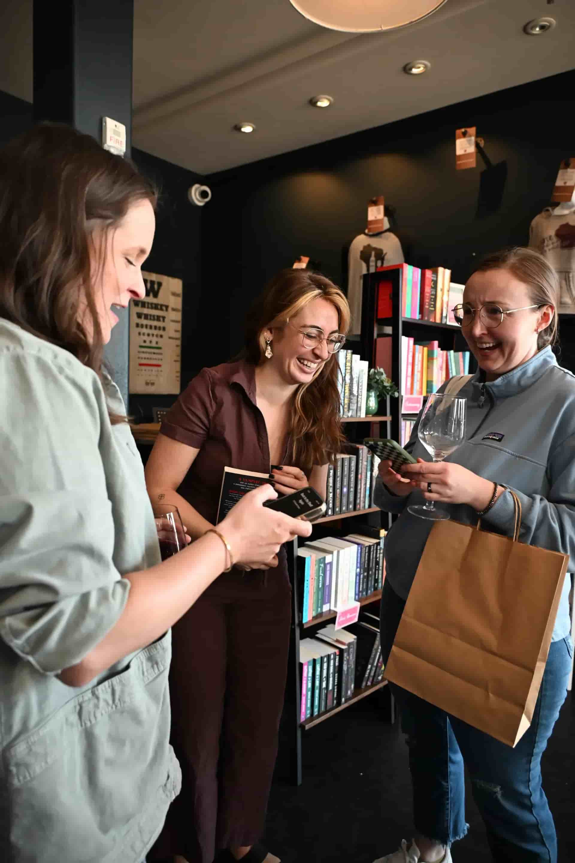 Molly, Emily, and a customer talking